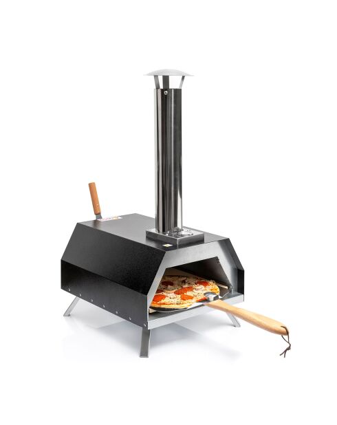 Four à pizza à pellets avec accessoires Pizzahven noir/acier - 80x81x42 cm